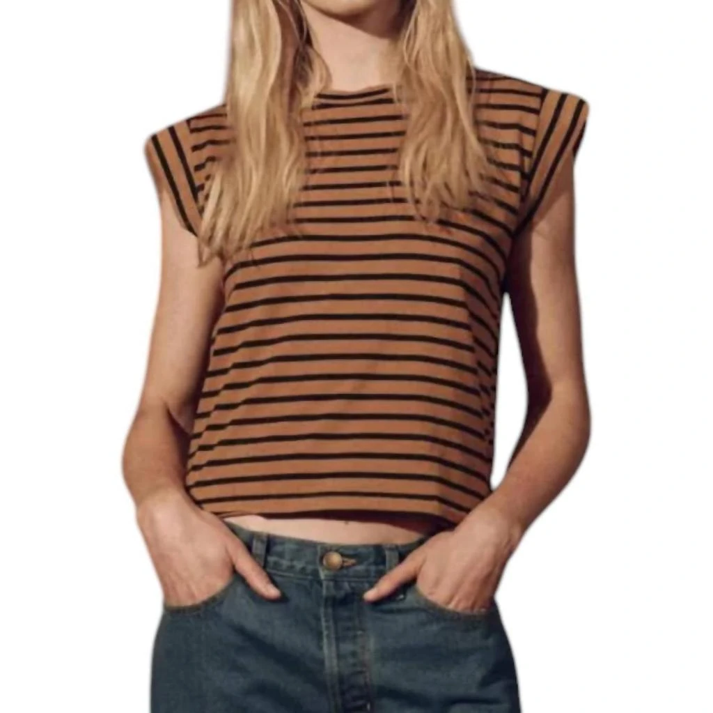 The Great The Peak Tee In Over Dyed Suntan Gondola Stripe 1