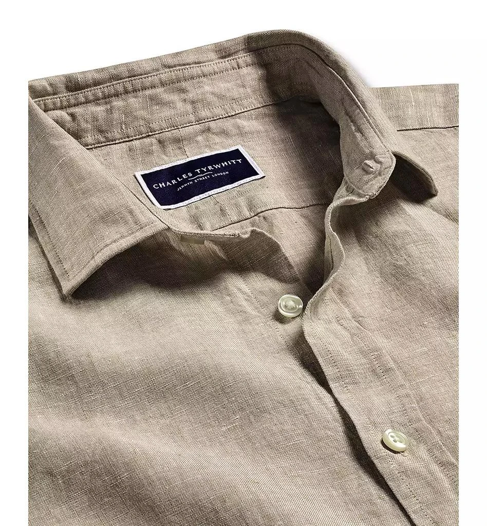 Charles Tyrwhitt Men's Slim Fit Long Sleeve Linen Button-Front Shirt 4