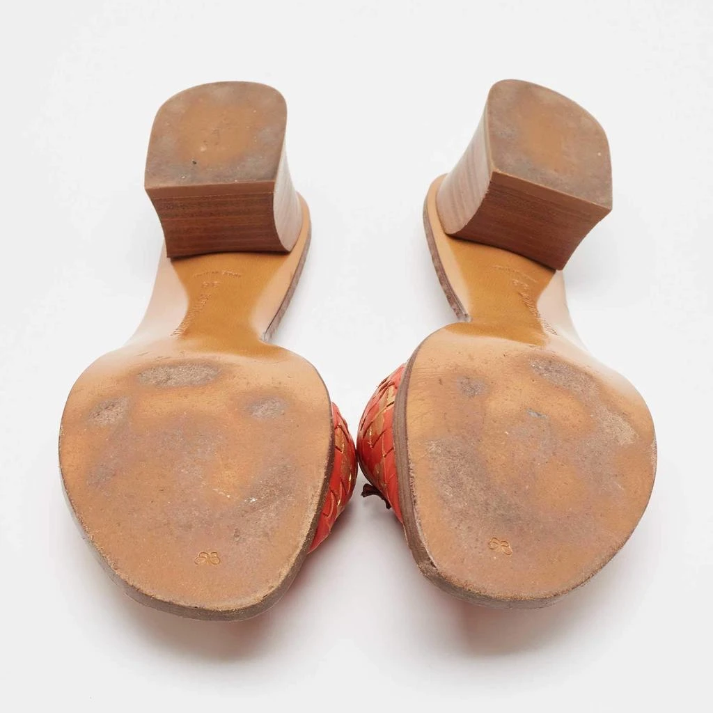 Bottega Veneta Bottega Veneta Orange Intrecciato Leather Butterfly Applique Ravello Sandals Size 38 6