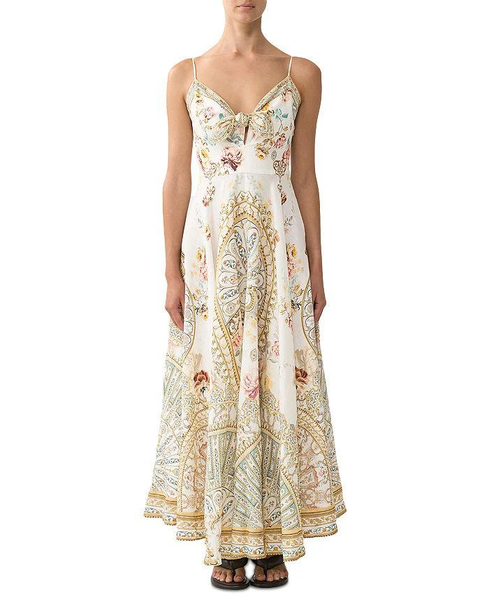 Camilla Linen Brocade Print Dress