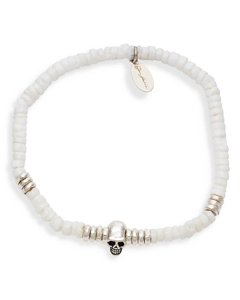 Jan Leslie Shell & Sterling Silver Beaded Skull Bracelet 1