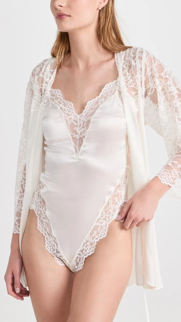 Fleur du Mal Venus Lace Trim Silk Thong Teddy 4