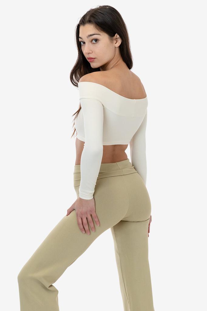 Los Angeles Apparel 83074GD - Cotton Spandex Long Sleeve Off Shoulder Crop Top