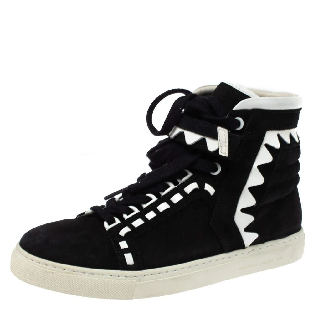 Sophia Webster Sophia Webster Monochrome Suede and Patent Leather Riko High Top Sneakers Size 38.5 1