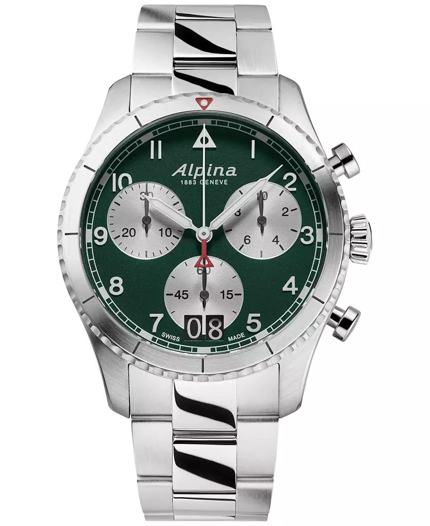 Alpina Men's Swiss Chronograph Startimer Stainless Steel Strap Bracelet Watch 41mm 1