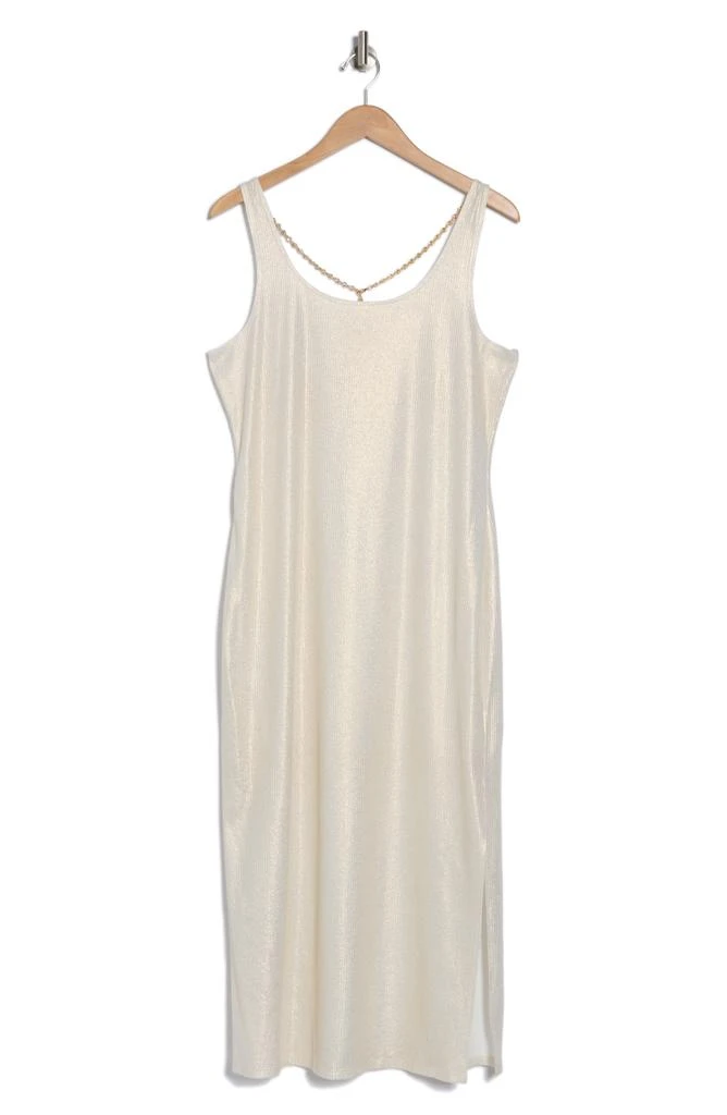 bebe X Ciara Necklace Detail Foil Rib Tank Dress 3