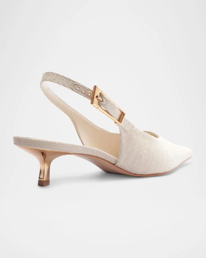 Schutz Ciara Linen Kitten Slingback Pumps 3