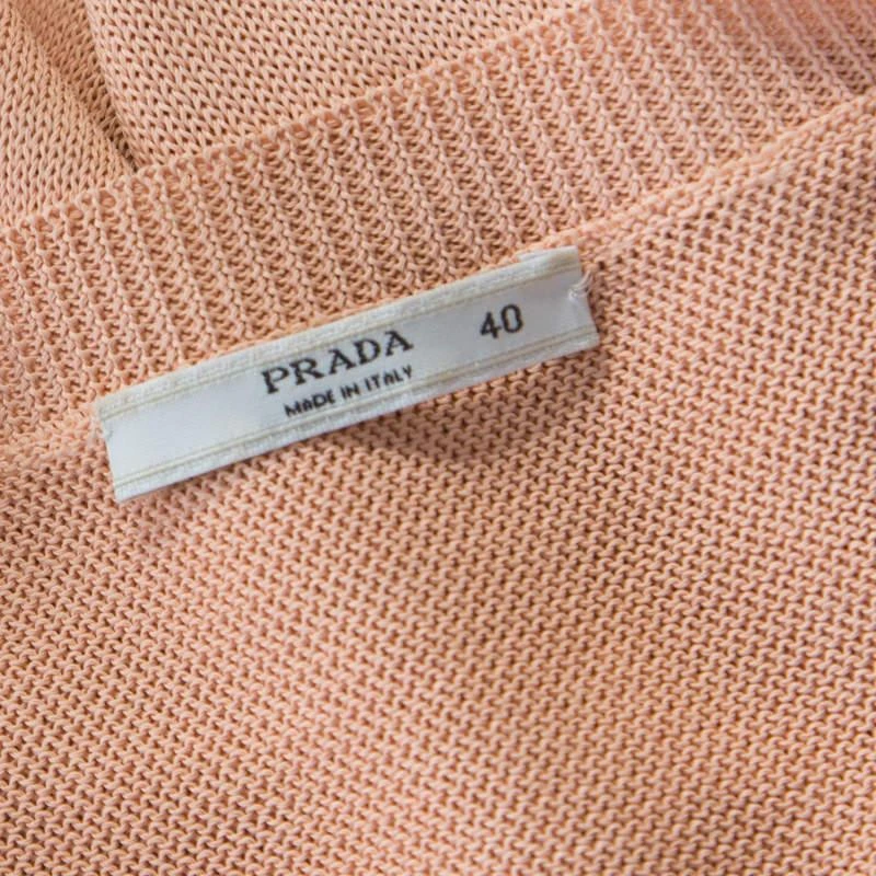 Prada Prada Pastel Orange Knitted V-Neck Loose Pullover S 6