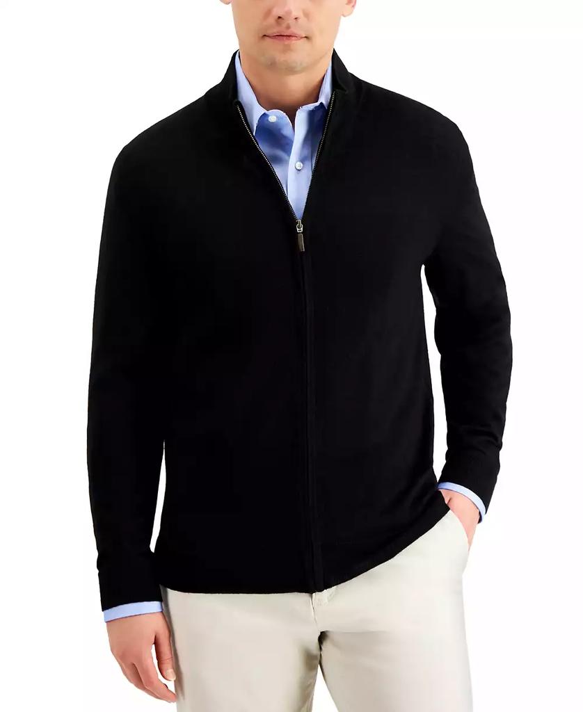 Club Room Men
s Merino Zip-Front Sweater, Created for Macy
s