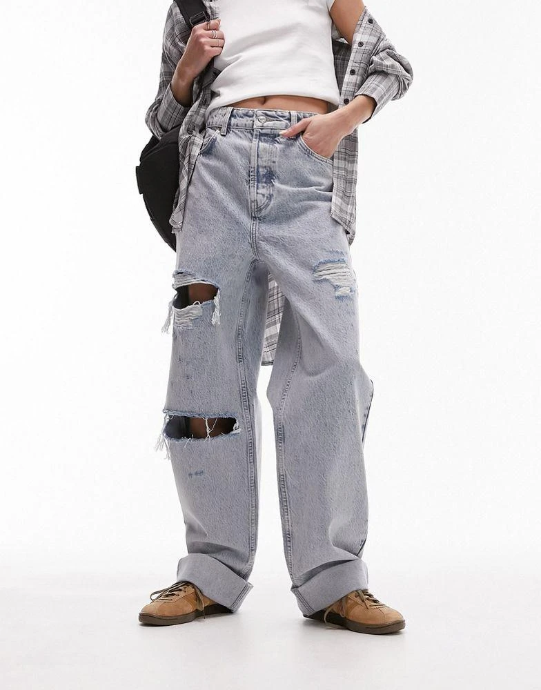 Topshop Topshop Oversized Mom jean with rips in bleach 1