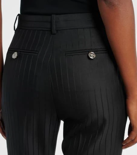 Versace Embellished pinestripe wool flared pants 6