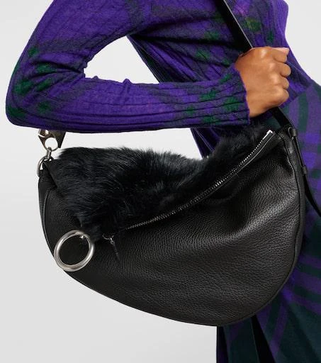 Burberry Knight Medium leather and shearling shoulder bag 2