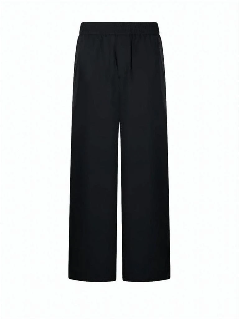 AMI Wide-Leg Wool Pants with Elastic Waistband