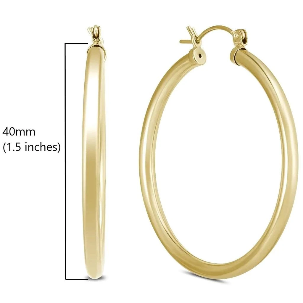 MaxColor 14k Yellow Gold 3MM Thick Tube Hoop Earrings 6