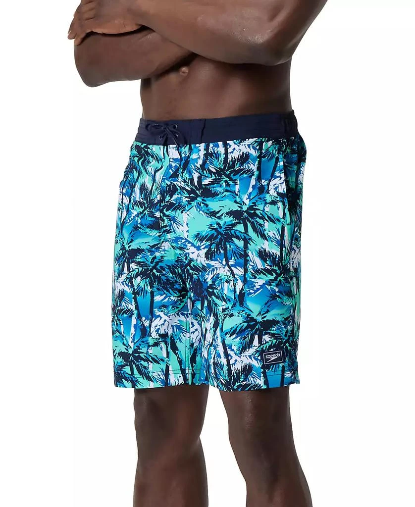 Speedo Men's Hawaiian Sky Bondi Basin Palm Print Drawstring 9" Boardshorts 7