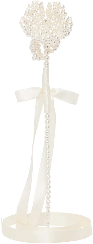 Simone Rocha SSENSE Exclusive White Beaded Large Flower Bag Charm 1