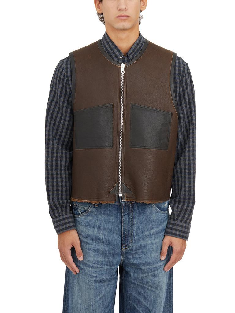 ジャケット・アウター OUR LEGACY REVERSIBLE SHEARLING VEST Our Legacy - Reversible Shearling Vest Rustic Grain Brown Shearling