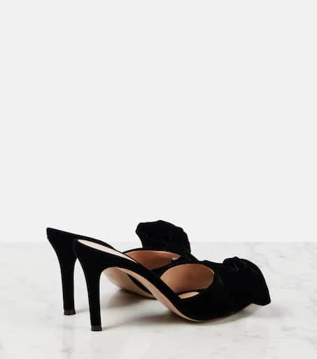 Gianvito Rossi 85 bow-detail velvet mules 2