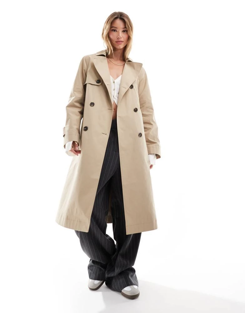 New Look New Look trench coat in stone 1
