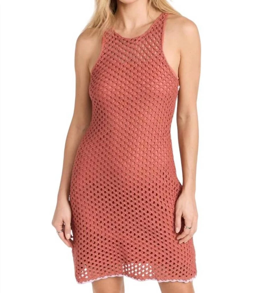 MINKPINK Carver Crochet Mini Dress In Rust/pink 1