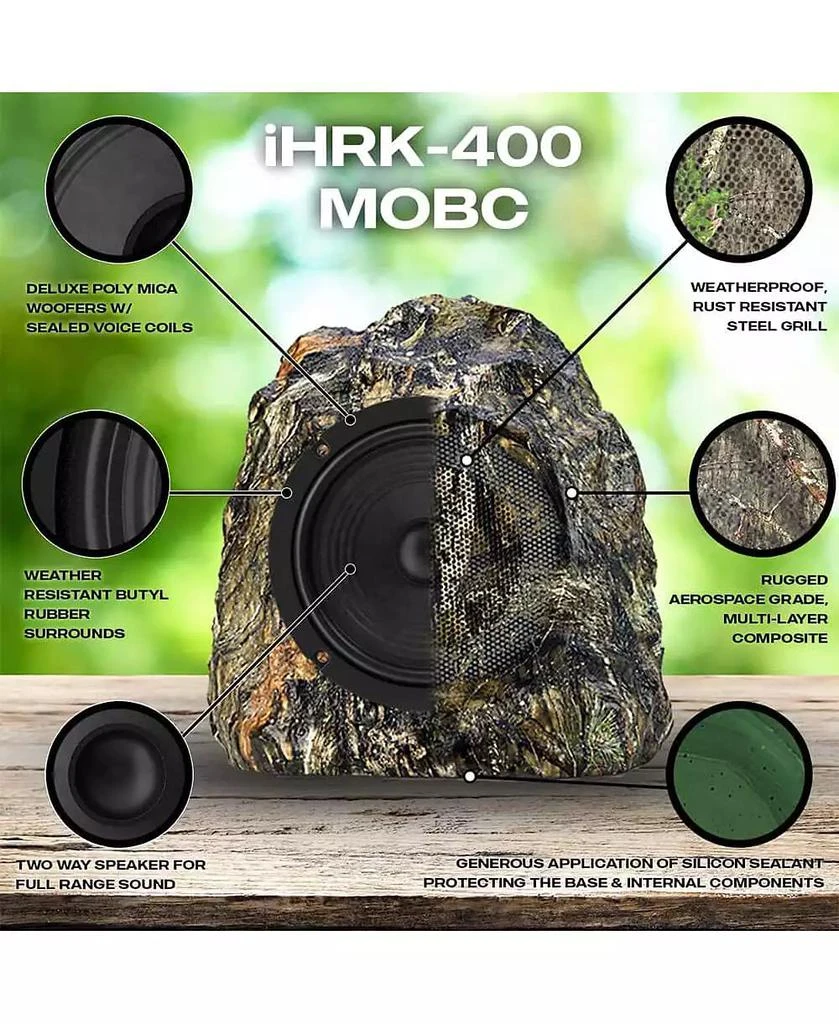 iHome Wireless Waterproof Rock Speaker Set for Outdoors 4