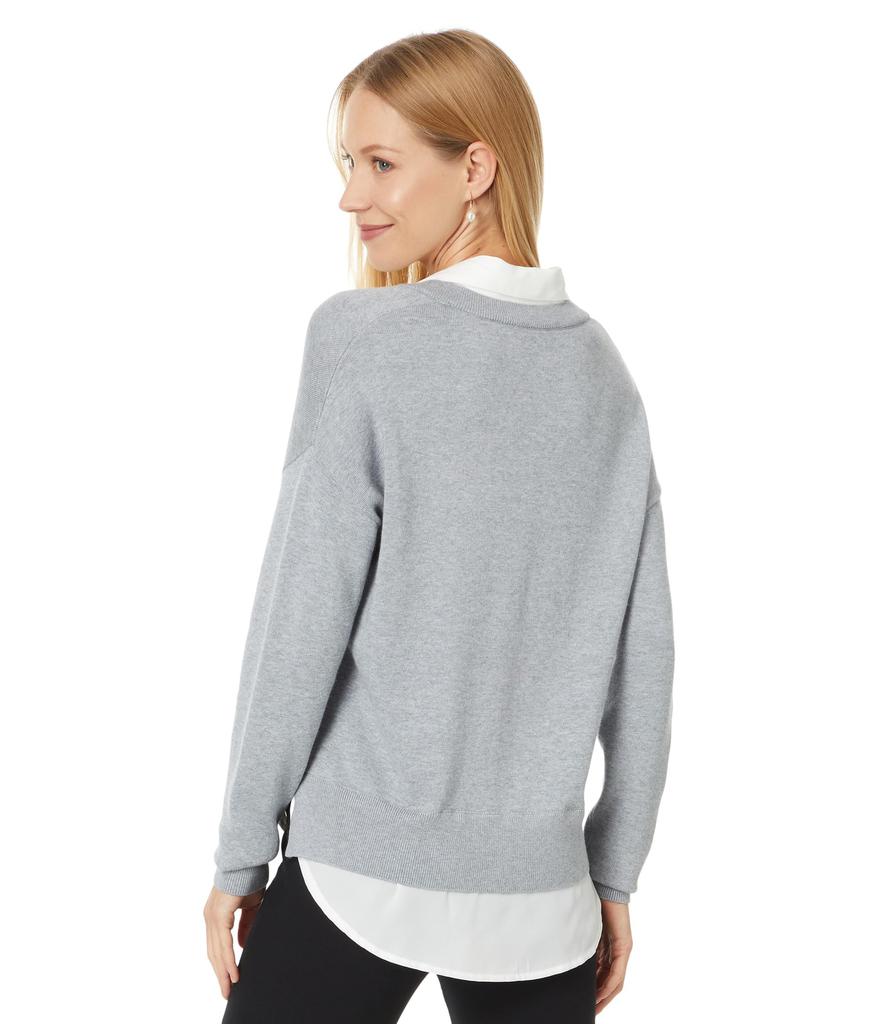 Elliott Lauren Modal Knits - Double layer V-neck sweater with shirting