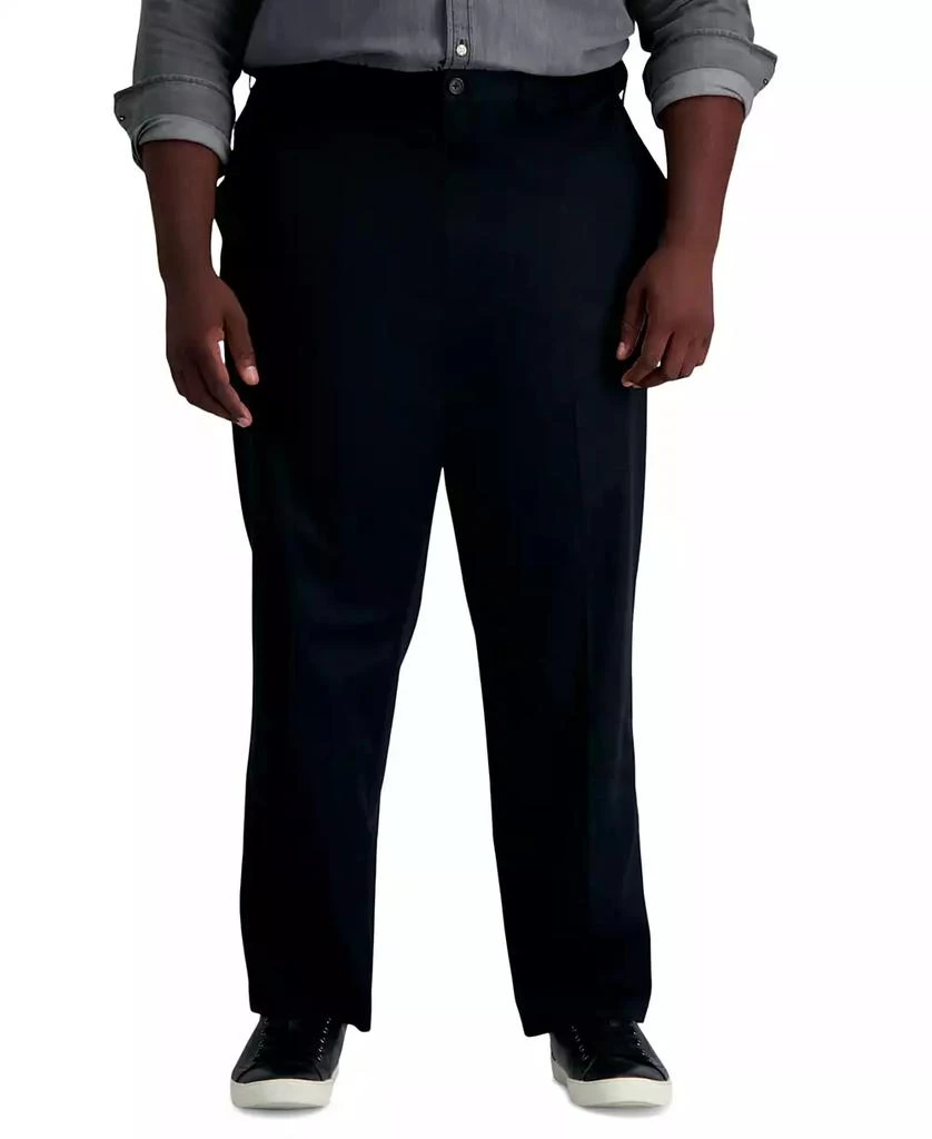 Haggar Men's Big & Tall Premium No Iron Khaki Classic Fit Flat Front Hidden Expandable Waistband Pants 2