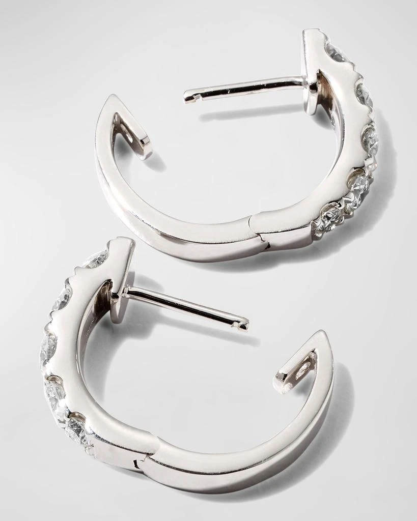 Memoire 18k White Gold Graduated Diamond Huggie Earrings 4