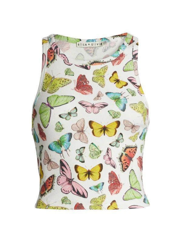 Alice + Olivia Allen Butterfly Rib-Knit Tank 6