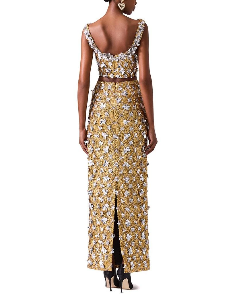 slim fit dress slacks Carolina Herrera Gold Silk Long Sleeve Maxi Dress
