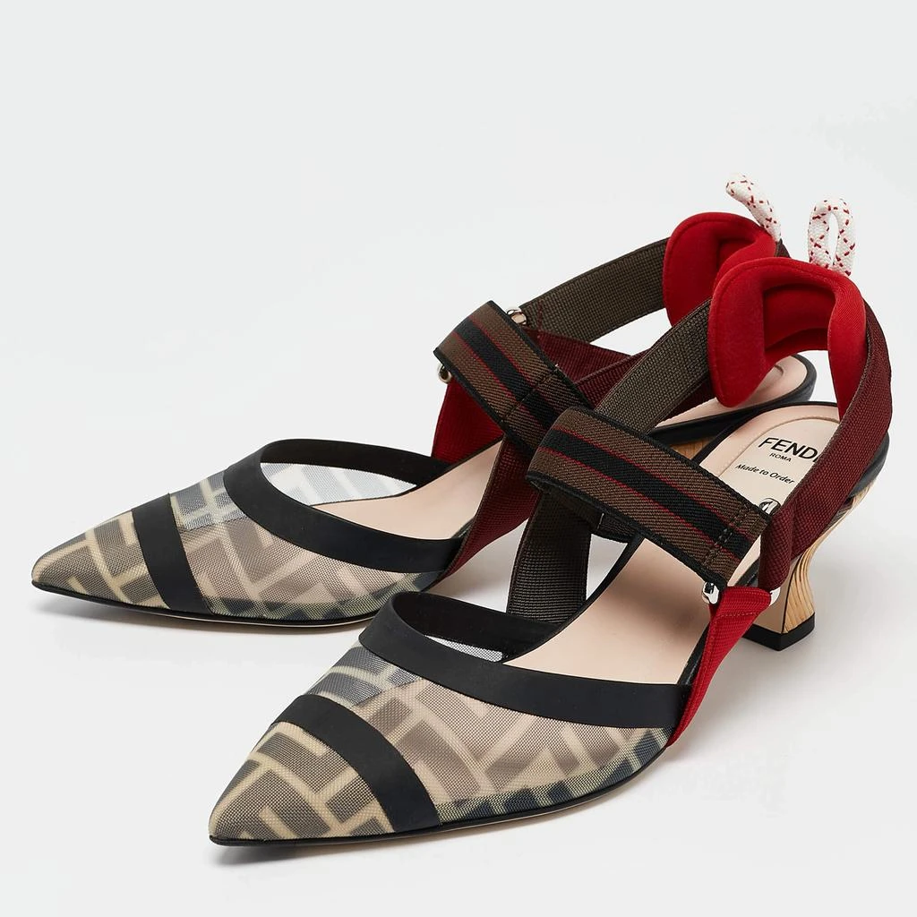 Fendi Fendi Multicolor Zucca Mesh and Fabric Colibri Pumps Size 37.5 3