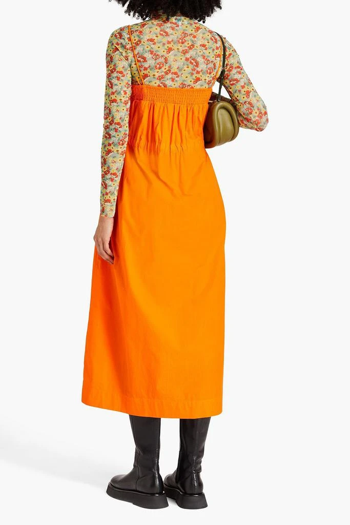 Ganni Gathered cotton-poplin midi dress 3