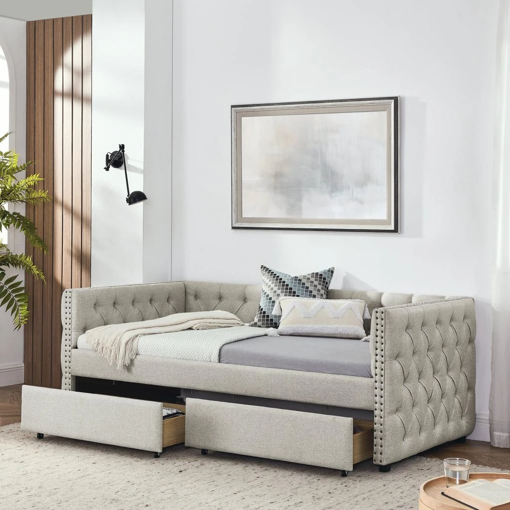 Streamdale Furniture Streamdale Elegant Mid-Century Daybed with Trundle and Drawers 1