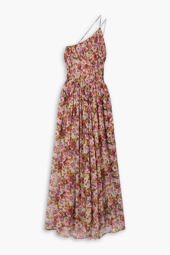 DÔEN Felicity one-shoulder shirred floral-print silk-gauze maxi dress