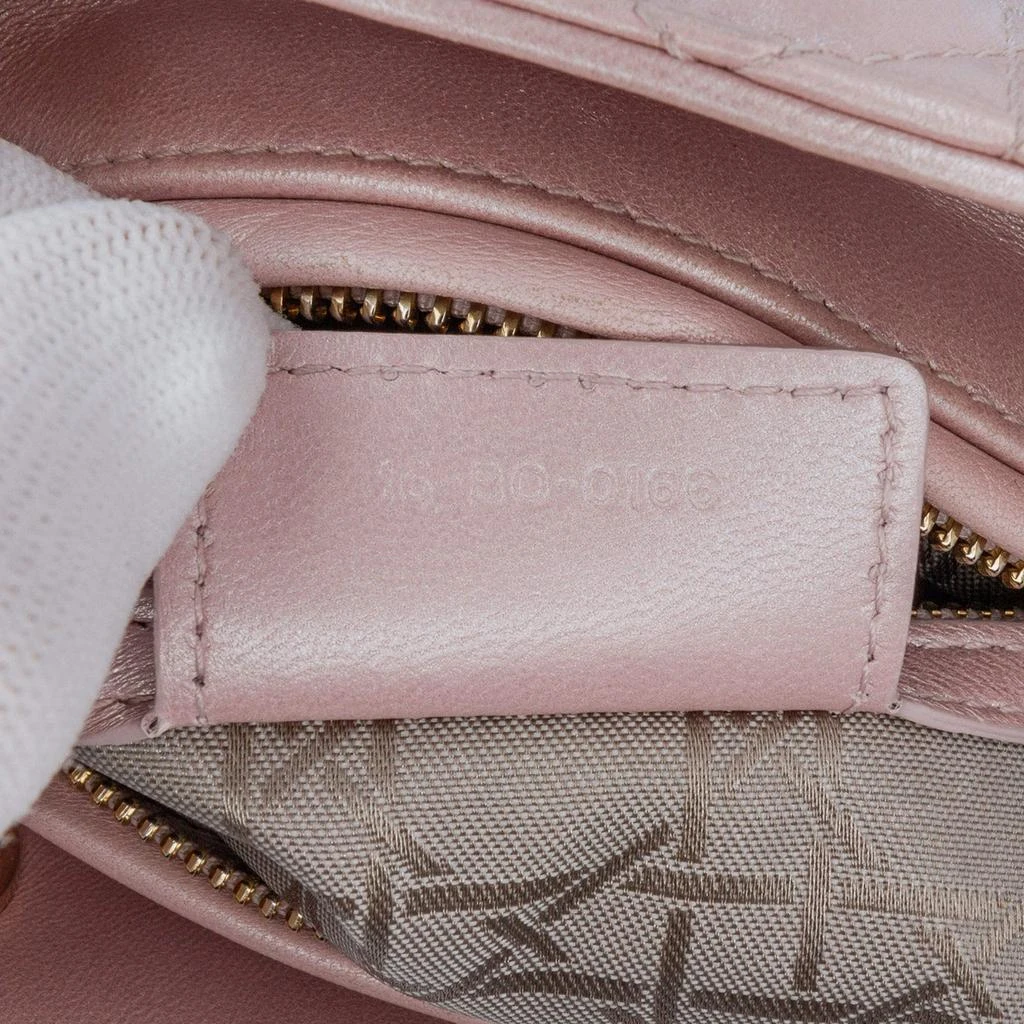 Dior Dior Pink Pearlescent Lambskin Medium Cannage Lady Dior Tote Bag 8