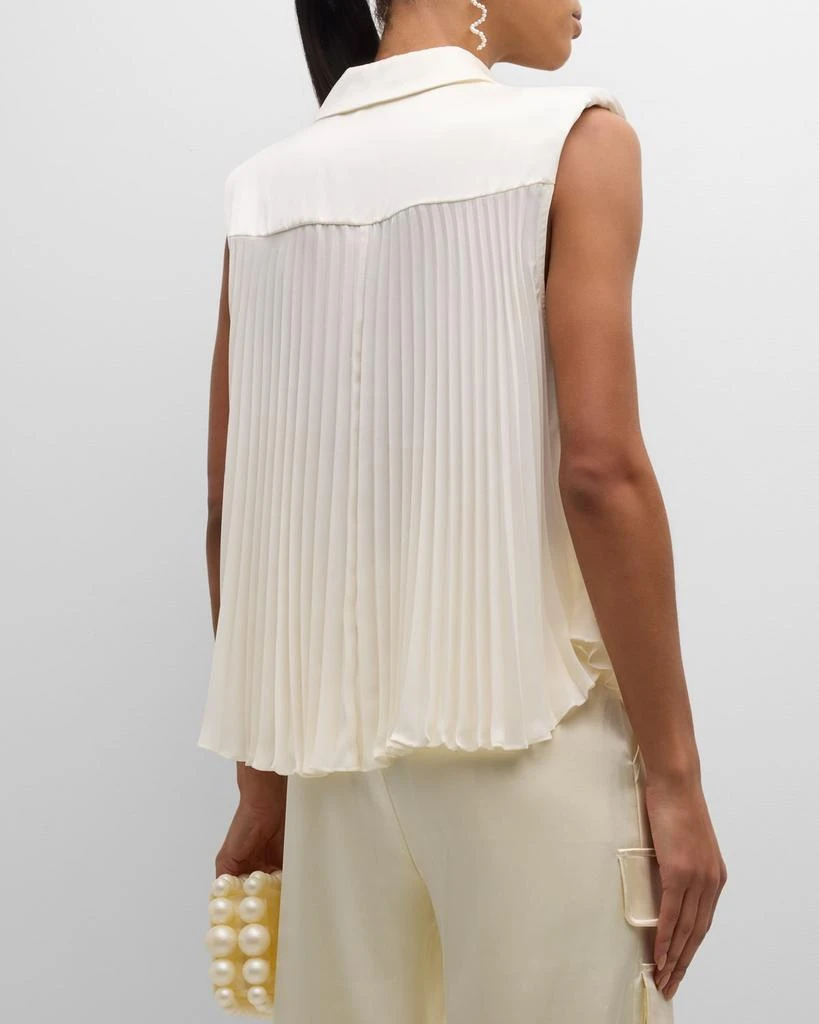 Cinq a Sept Claire Sleeveless Pleated Button-Front Top 6