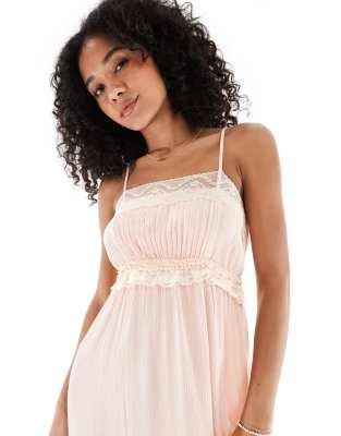 pink flower lace dress Pink Floral Lace Long Sleeves Tulle A-line Prom Dress, Pink Bridesmaid main image 0