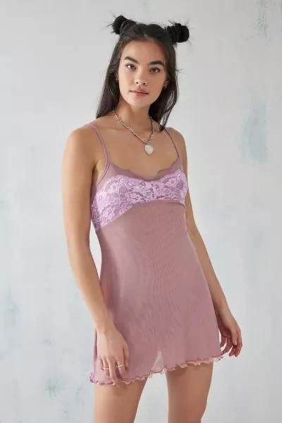 Urban Outfitters UO Pink Mya Mesh & Lace Slip Dress 1