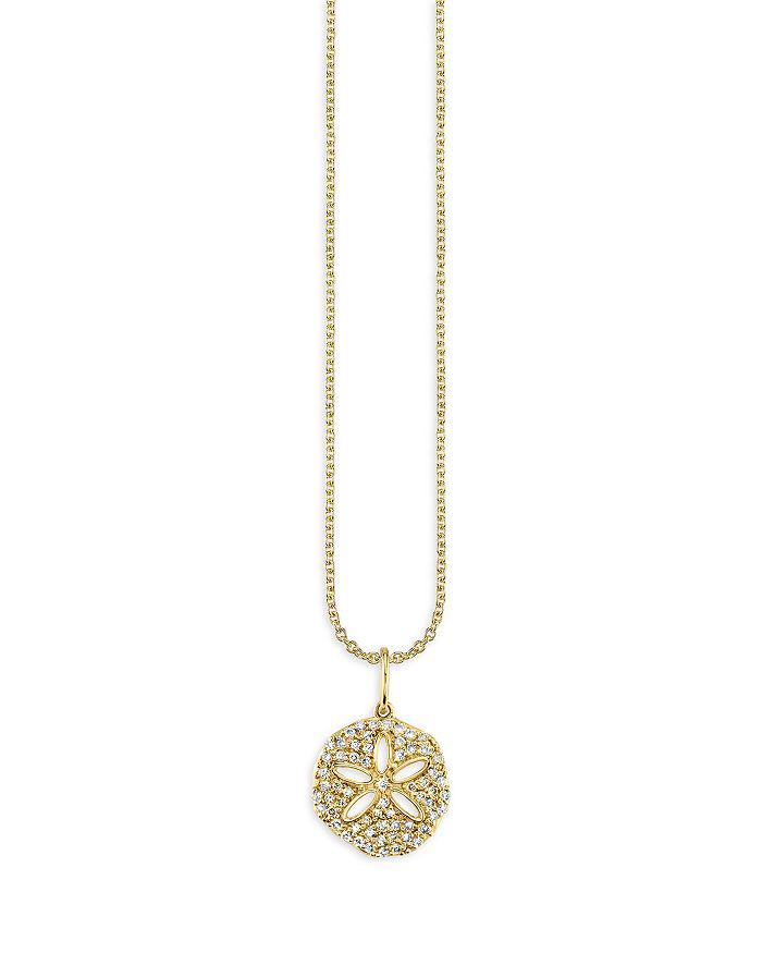 Sydney Evan 14K Yellow Gold Diamond Sand Dollar Charm Necklace, 18"