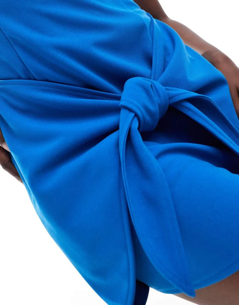 Aria Cove Aria Cove bandeau wrap tie front mini dress in blue 3