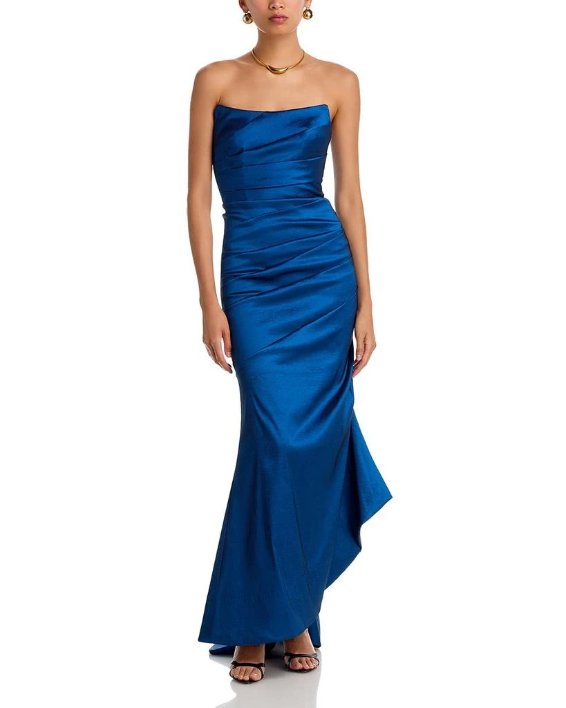 sachin and babi light blue dress Alex Evenings 3/4 Sleeve Stretch Taffeta Blouse with Tie Waist Detail