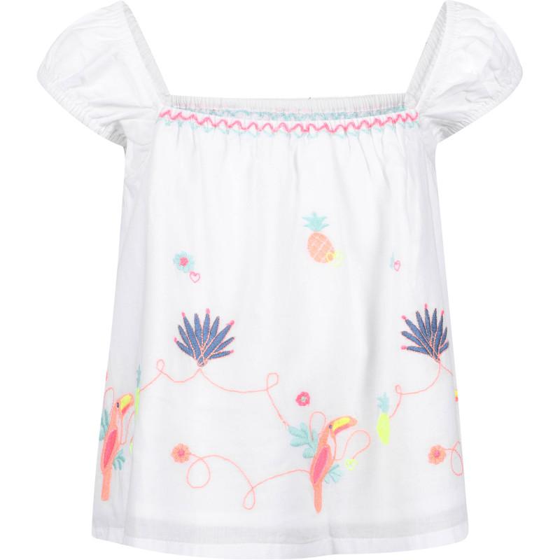 Billieblush Tropical birds embroidered t shirt in white