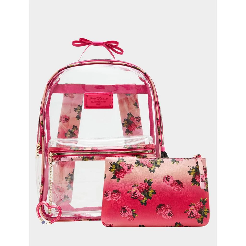Betsey Johnson Large Clear Backpack Floral Print 1