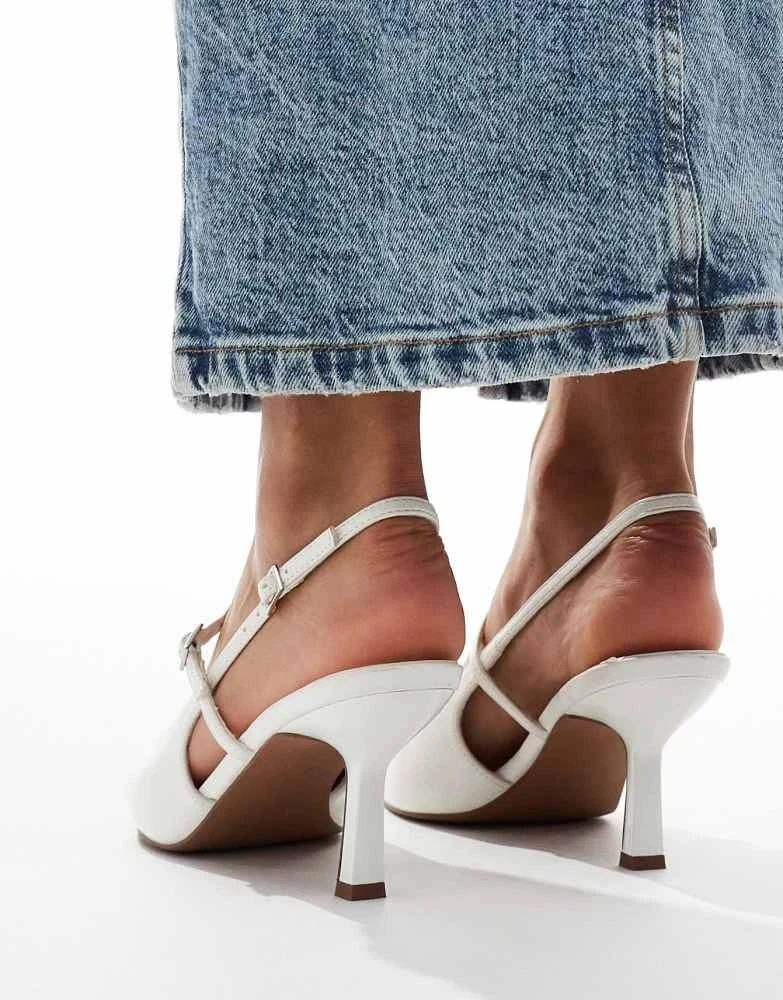 ASOS ASOS DESIGN Swipe mary-jane mid heeled shoes in white 4