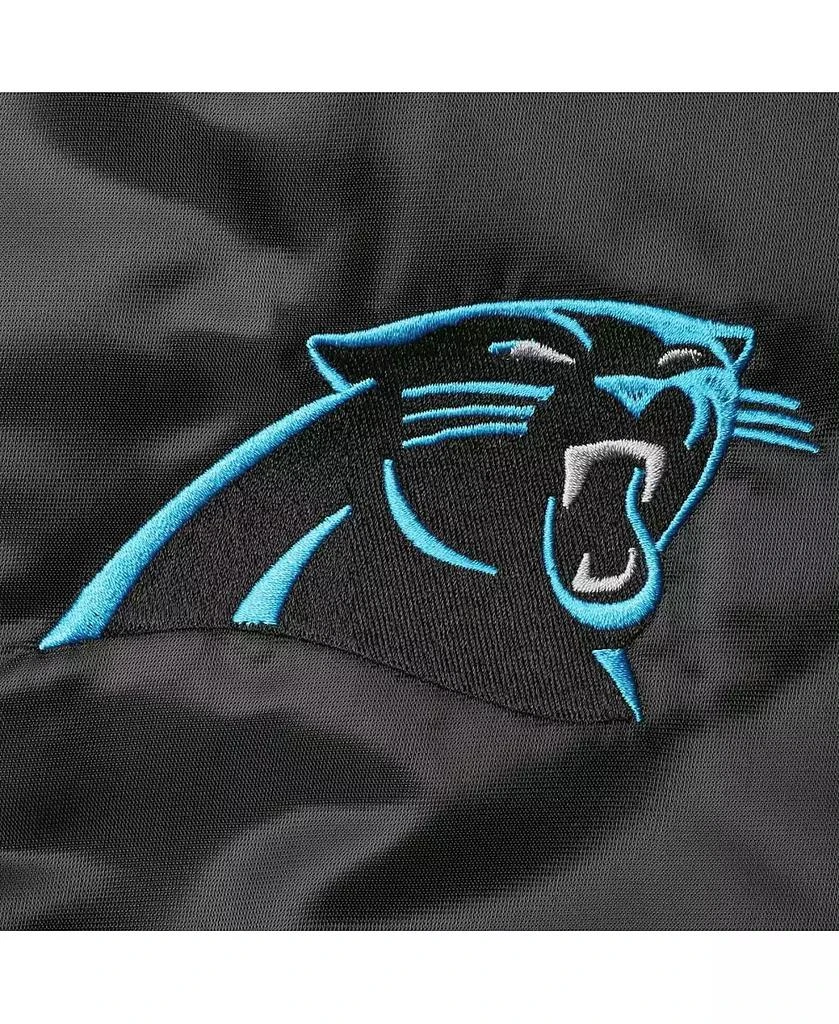 Starter Men's Black Carolina Panthers Locker Room Satin Varsity Full-Snap Jacket 5