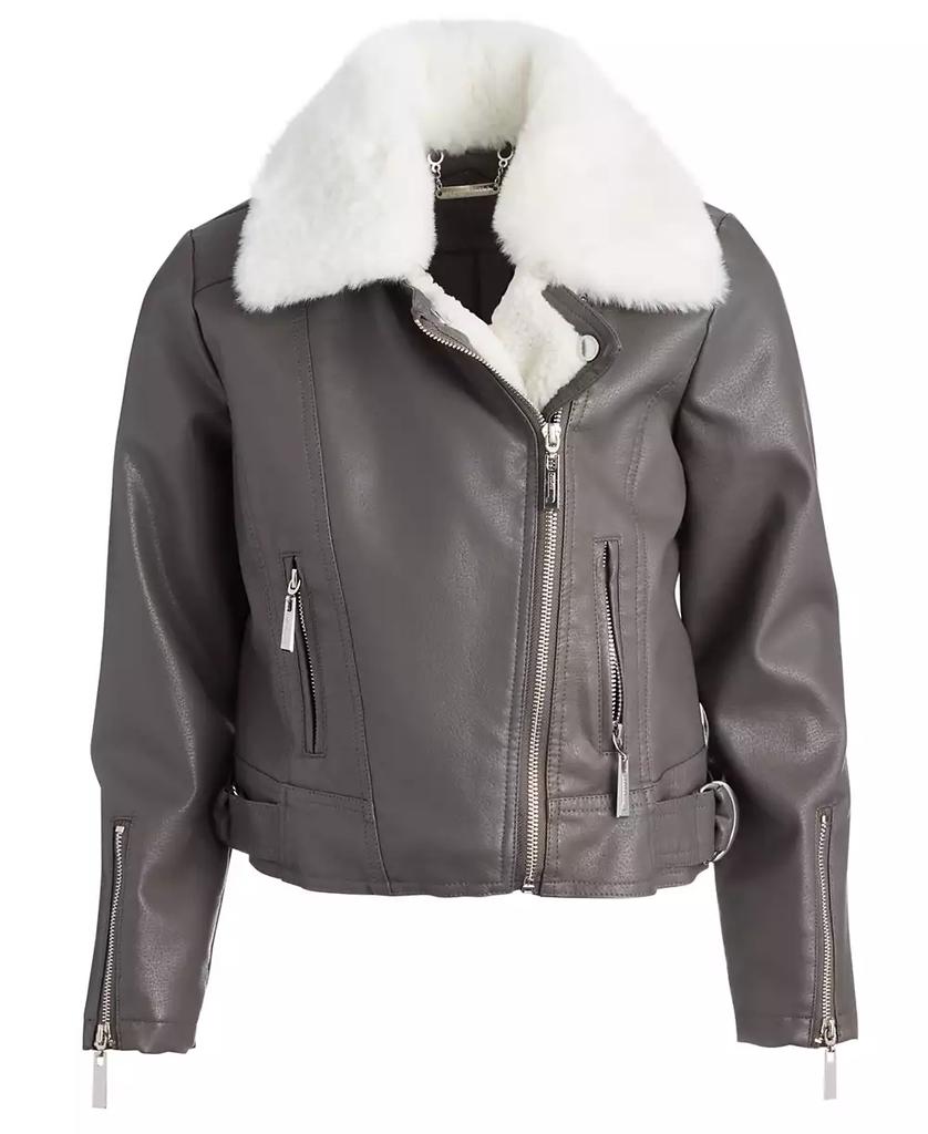 Jou Jou Little & Big Girls Faux-Fur-Collar Moto Jacket