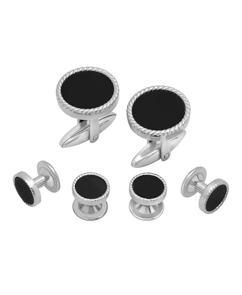C&C Jewelry Men's Resin Tuxedo in Stainless Steel Stud and Cufflink Set - 3 Pieces 2
