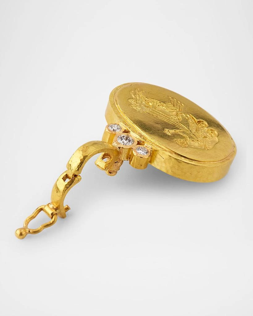 Elizabeth Locke 19K Yellow Gold Horizontal Oval Goddess with Chariot Pendant with Diamonds 4