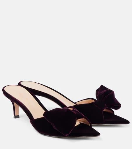Gianvito Rossi 55 bow-detail velvet mules 1