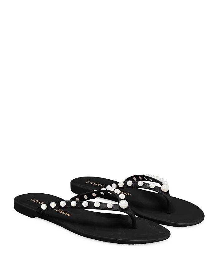 Stuart Weitzman Women's Goldie Embellished Jelly Flip Flop Thong Sandals